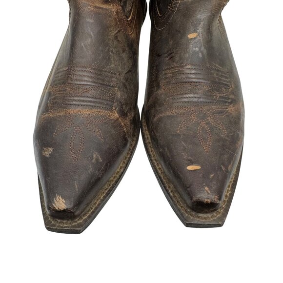 Laredo Access Distressed Brown Leather Snip Toe Western Boho Boots Women's 8.5M - Picture 9 of 13